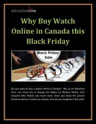 Why Buy Watch Online in Canada this Black Friday