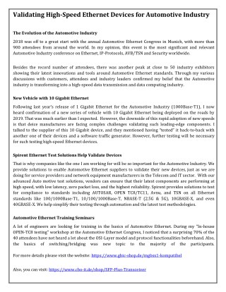 Validating High-Speed Ethernet Devices for Automotive Industry