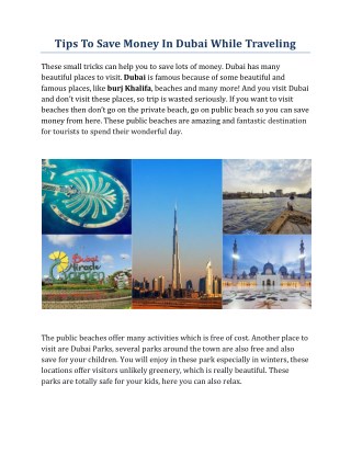Tips To Save Money In Dubai While Traveling