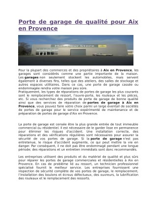 Porte de garage de qualité pour Aix en Provence