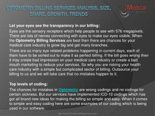 Optometry Billing Services Analysis, Size, Share, Growth, Trends