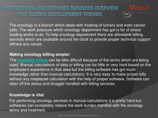 Oncology Billing Services Business Overview and Global Development Trends