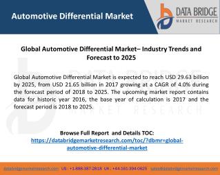 Global Automotive Differential Market– Industry Trends and Forecast to 2025