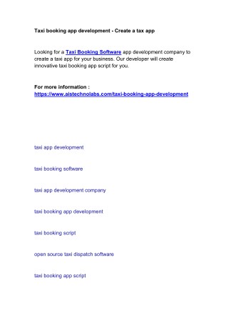Taxi booking Software app development - Create a tax app