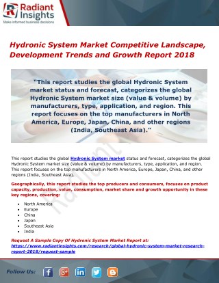 Hydronic System Market Competitive Landscape, Development Trends and Growth Report 2018