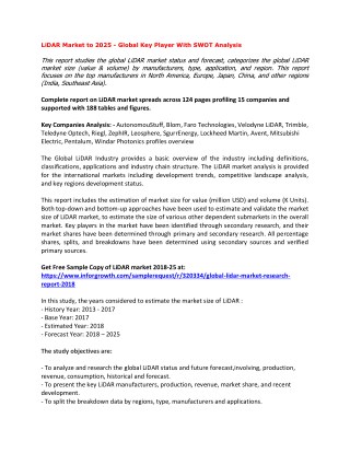 LiDAR Market to 2025 - Global Key Player With SWOT Analysis