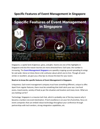 Specific Features of Event Management in Singapore