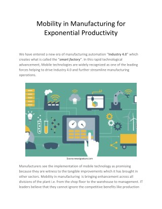 Mobility in Manufacturing for Exponential Productivity