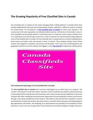 The Growing Popularity of Free Classified Sites in Canada