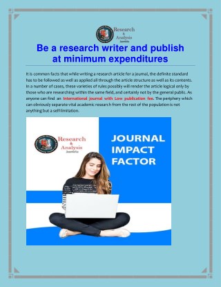 Be a research writer and publish at minimum expenditures