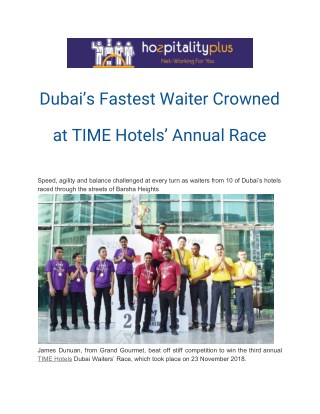 Dubai’s Fastest Waiter Crowned at TIME Hotels’ Annual Race