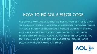 How to Fix Aol 5 Error Code -1844*964*2969 Customer service help