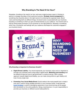 Why Branding Is The Need Of An Hour?