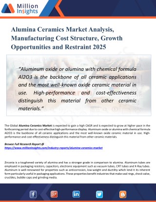 Alumina Ceramics Market Outlook 2025: Global Analysis of Huge Profit with Marginal Revenue Forecast