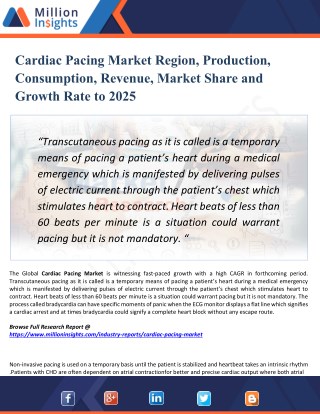 Cardiac Pacing Market 2025 - Global Market Share, Demand, Trends, Revenue Analysis and Strategies