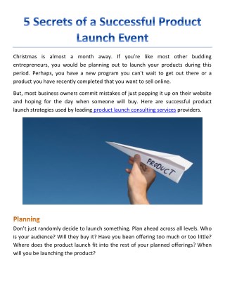 5 Secrets of a Successful Product Launch Event