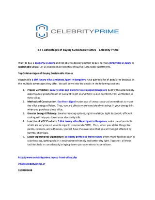 Top 5 Advantages of Buying Sustainable Homes – Celebrity Prime
