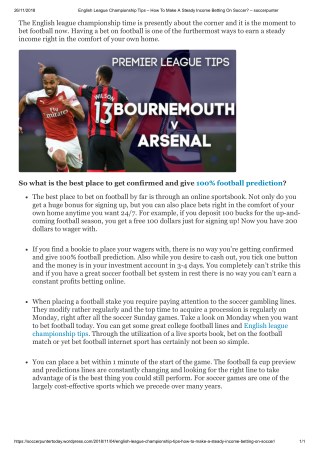 English League Championship Tips