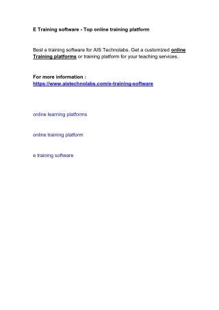 E Training software - Top online training platform