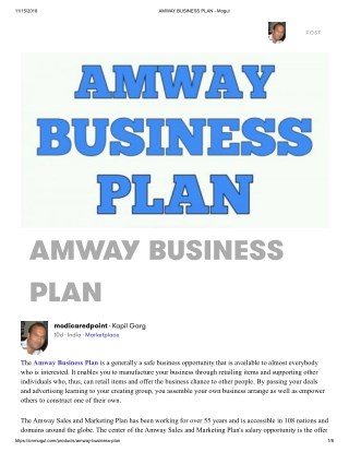 The Amway Business Plan 2019