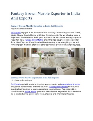 Fantasy Brown Marble Exporter in India Anil Exports