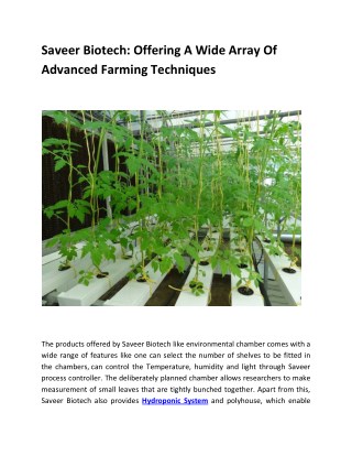 Offering A Wide Array Of Advanced Farming Techniques