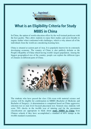 What is an Eligibility Criteria for Study MBBS in China