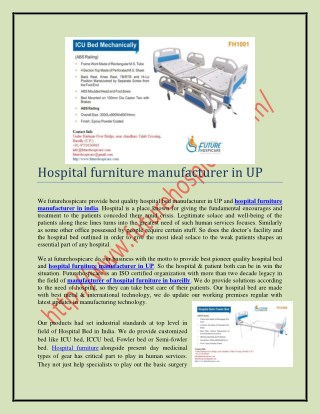 Hospital furniture manufacturer in up
