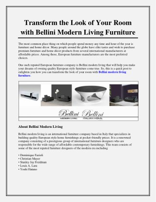 Transform the Look of Your Room with Bellini Modern Living Furniture