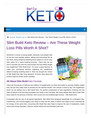 Slim Build Keto Reviews & Benefits