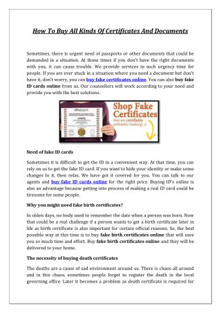 How To Buy All Kinds Of Certificates And Documents