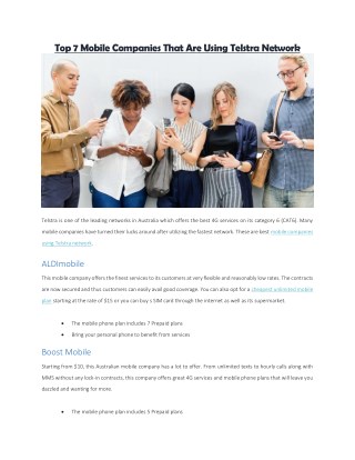 Mobile companies using Telstra network