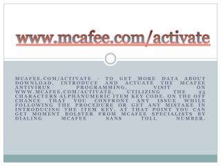 MCAFEE.COM/ACTIVATE- ACTIVATE OR DOWNLOAD MCAFEE ANTIVIRUS PRODUCT