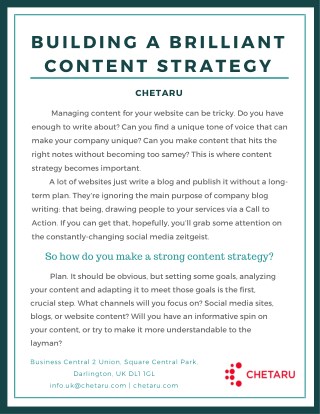 Building a Brilliant Content Strategy | Chetaru