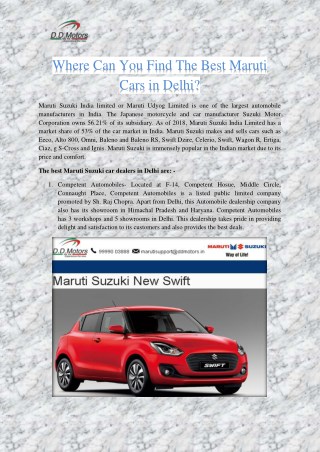 Where can you find the best Maruti cars in Delhi?