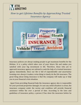 How to get Lifetime Benefits by Approaching Trusted Insurance Agency
