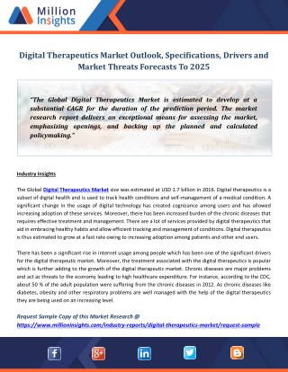 Digital Therapeutics Market Outlook, Specifications, Drivers and Market Threats Forecasts To 2025