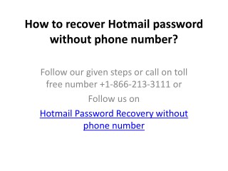 How to recover hotmail password without phone number?