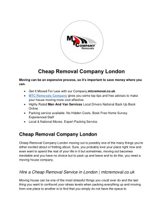 Cheap Removal Company London