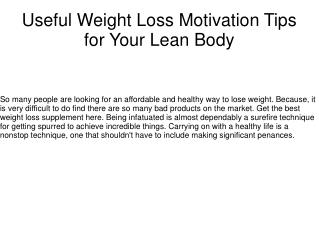 Useful Weight Loss Motivation Tips for Your Lean Body
