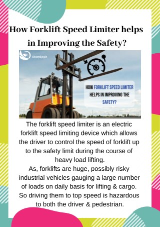 How Forklift Speed Limiter helps in Improving the Safety?