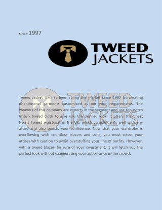 Tweed Suits UK, Tweed Blazer, Corduroy Blazer