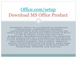 OFFICE.COM/SETUP ACTIVATE AND DOWNLOAD MS OFFICE