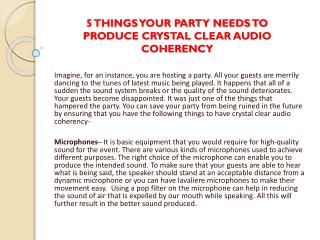 5 THINGS YOUR PARTY NEEDS TO PRODUCE CRYSTAL CLEAR AUDIO COHERENCY