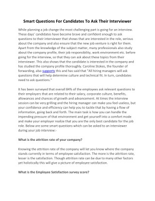 Smart Questions For Candidates To Ask Their Interviewer