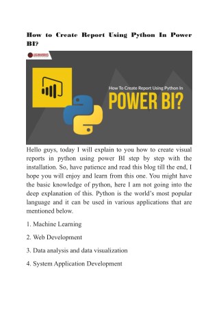 How to Create Report Using Python In Power BI?