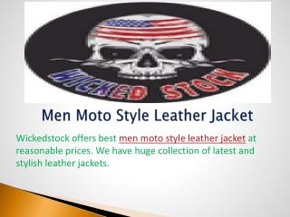 Men Moto Style Leather Jacket