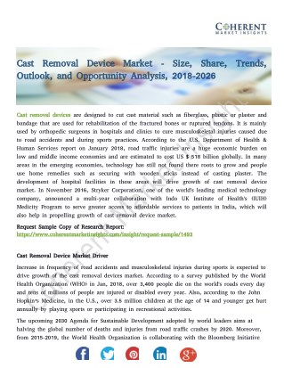 Cast Removal Device Market - Size, Share, Trends, Outlook, and Opportunity Analysis, 2018-2026