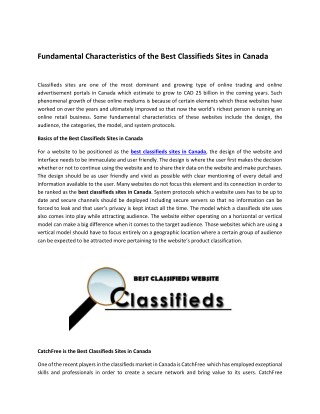 Fundamental Characteristics of the Best Classifieds Sites in Canada