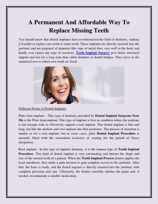 A Permanent And Affordable Way To Replace Missing Teeth
